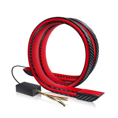 新款 碳纤维尾翼灯汽车改装通用贯穿式尾灯LED流光转向高位刹车灯图2