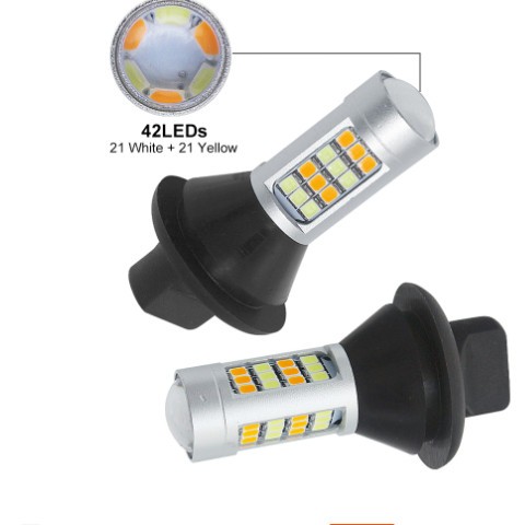 LED车灯 双色转向灯日行灯BA15S T20 7440 2835 42SMD 带解码套装图3