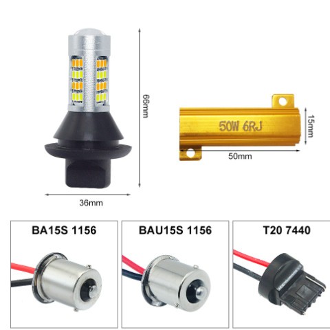 LED车灯 双色转向灯日行灯BA15S T20 7440 2835 42SMD 带解码套装图2